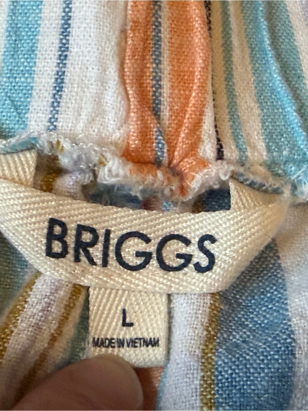 Briggs Linen Blend Striped Pull On Shorts Blue & Orange Women’s Large - Picture 6 of 12